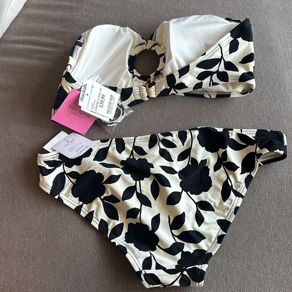 NWT Kate Spade Black & Cream floral Bikini - Picture 5 of 5